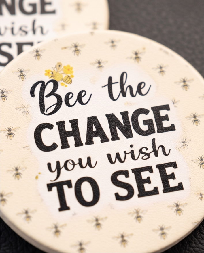 Be the Change Bee Car Coasters ✨🚗💛