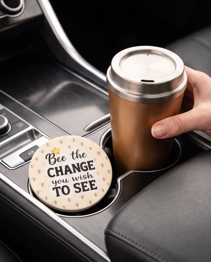 Be the Change Bee Car Coasters ✨🚗💛