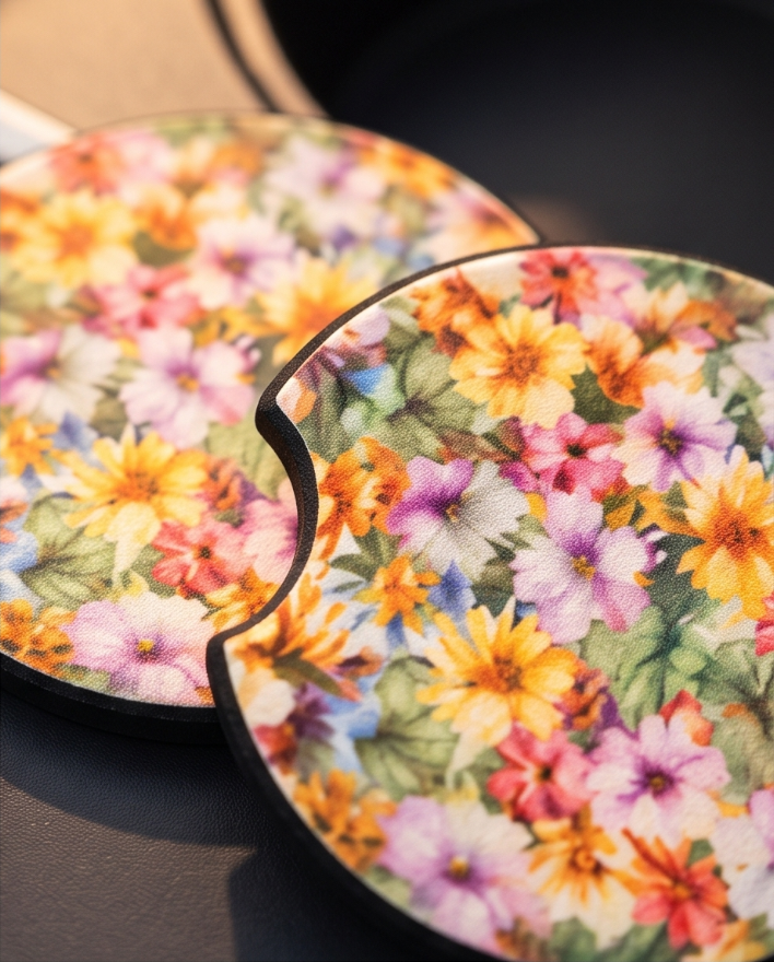 Bright Bloom Car Coasters ✨🌼🚗