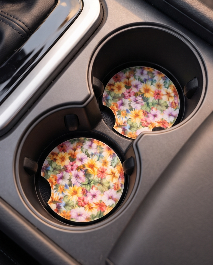 Bright Bloom Car Coasters ✨🌼🚗