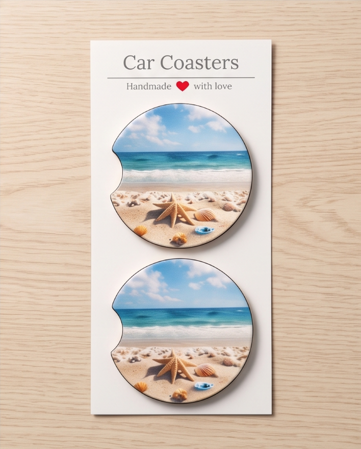 Coastal Seashell Breeze Car Coasters 🐚🌊✨
