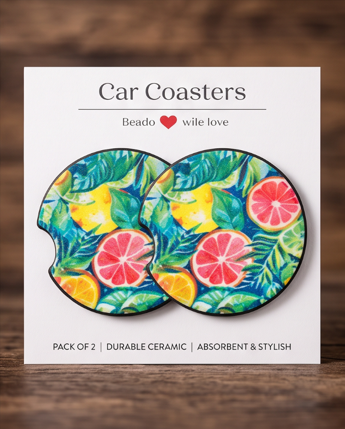 Citrus Sunshine Car Coasters 🍋🍊✨