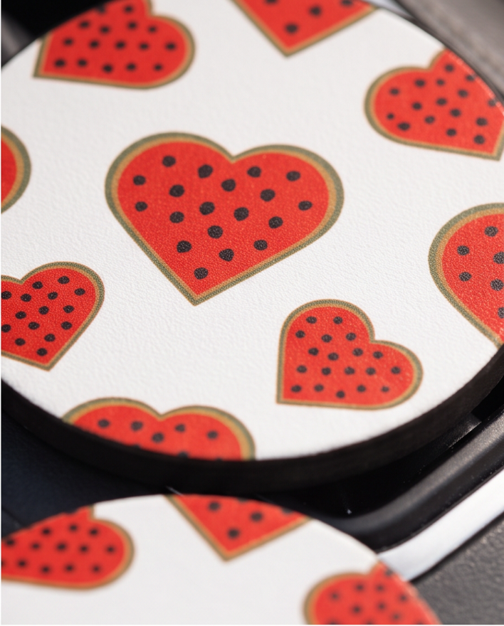 Watermelon Heart Splash Car Coasters 🍉❤️✨