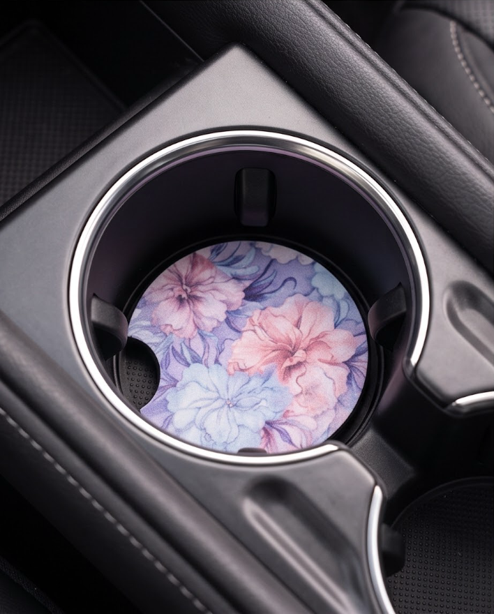 Blooming Pastel Garden Car Coasters 🌸💜✨