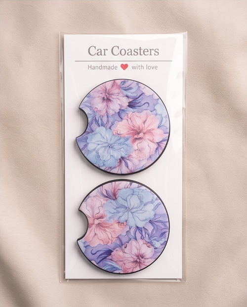Blooming Pastel Garden Car Coasters 🌸💜✨