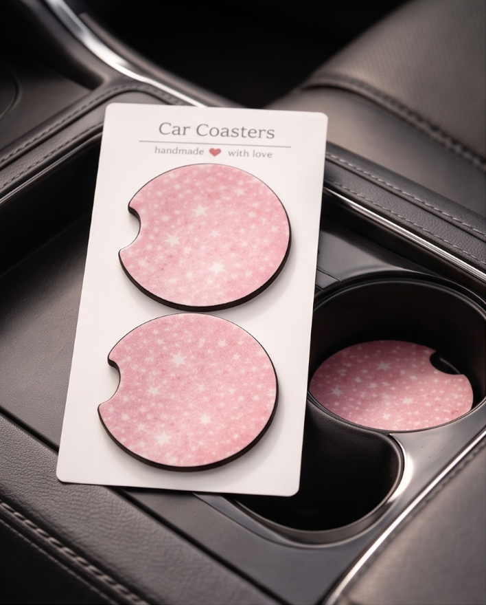 Pink Star Car Coasters ✨🌟🚗