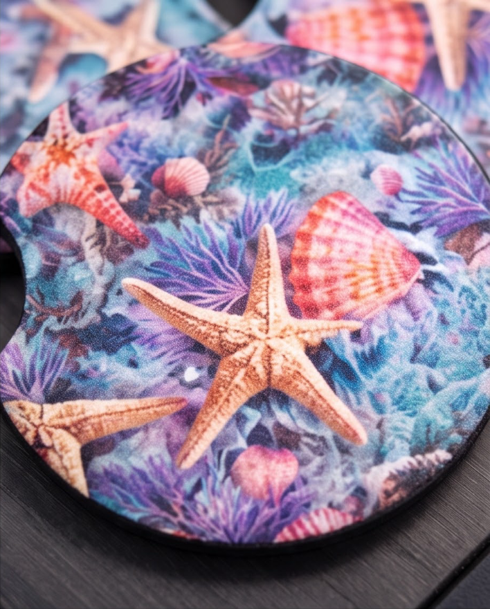 Ocean Treasures Car Coasters ✨🌊🐚