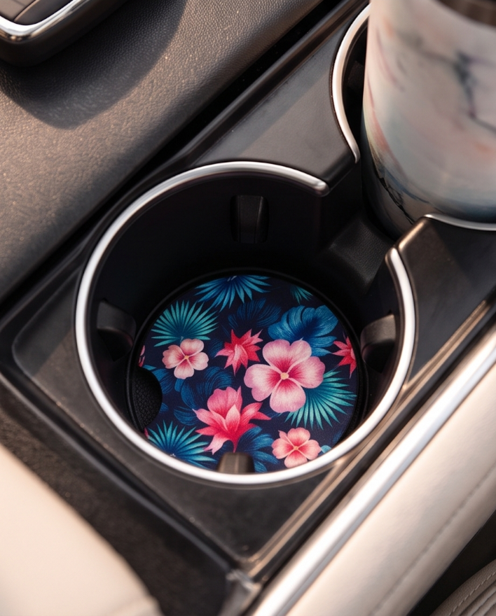 Tropical Hibiscus Car Coasters ✨🌴🚗