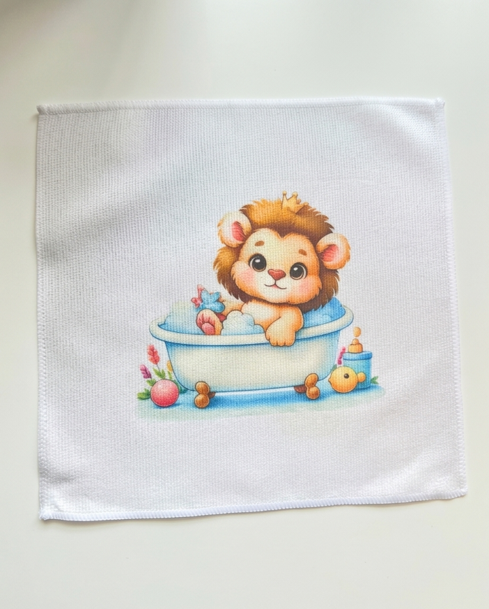 Baby Lion Bubble Bath Washcloth – Soft, Handmade & Perfect for Little Ones