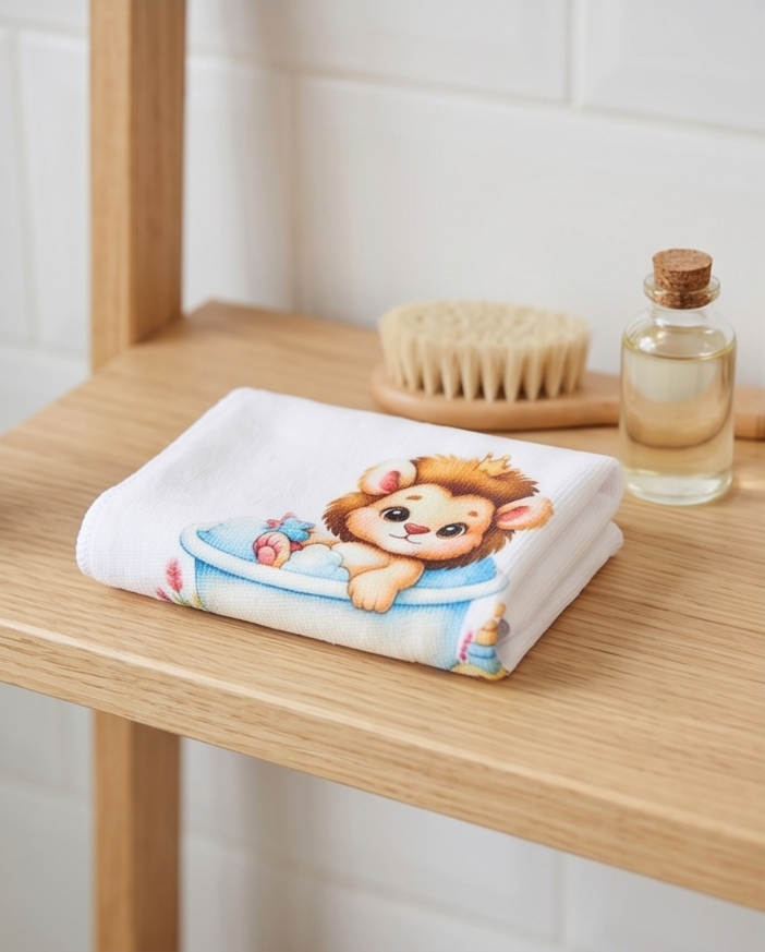 Baby Lion Bubble Bath Washcloth – Soft, Handmade & Perfect for Little Ones