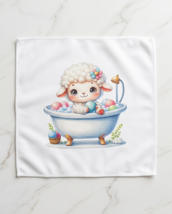Baby Lamb Bubble Bath Washcloth – Soft, Handmade & Perfect for Little Ones