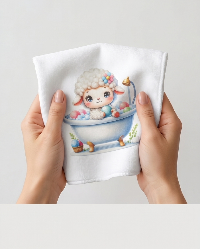 Baby Lamb Bubble Bath Washcloth – Soft, Handmade & Perfect for Little Ones