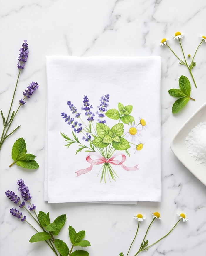 Lavender • Mint • Chamomile Botanical Washcloth – Handmade Floral Spa Cloth