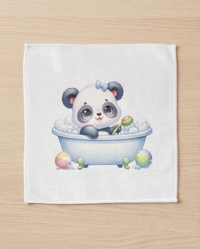 Baby Panda Bubble Bath Washcloth – Soft, Handmade & Perfect for Little Ones
