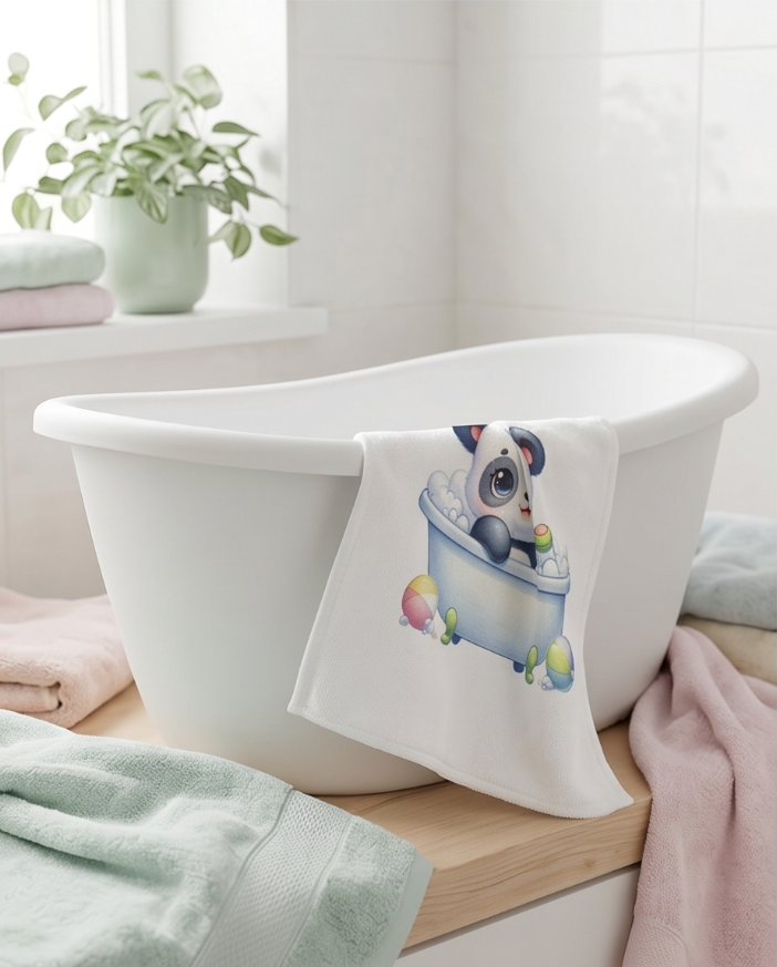 Baby Panda Bubble Bath Washcloth – Soft, Handmade & Perfect for Little Ones