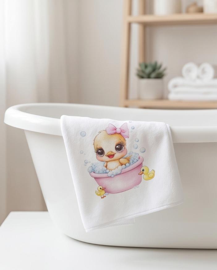 Baby Duck Bubble Bath Washcloth – Soft, Handmade & Perfect for Little Ones