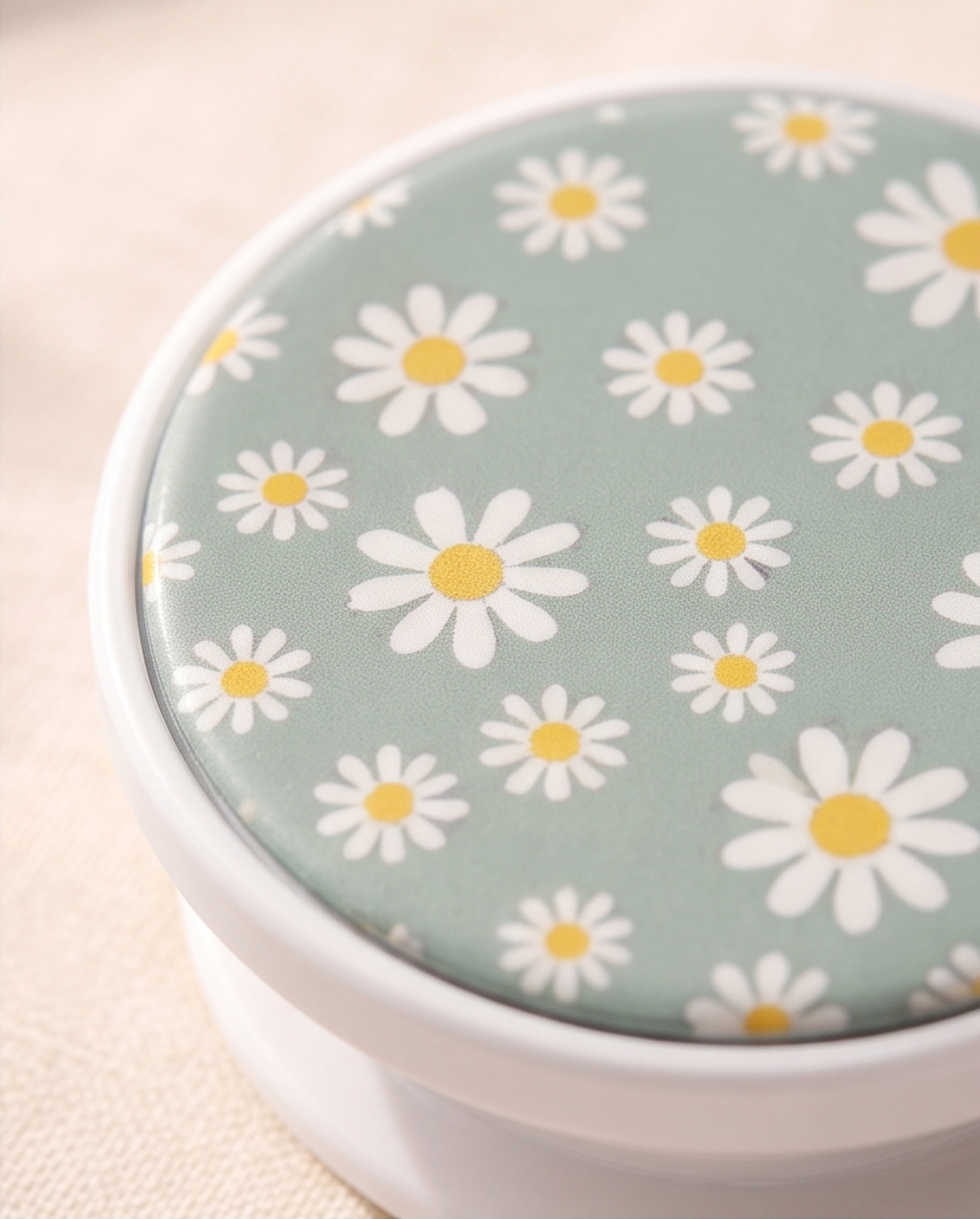 Daisy Flower Phone Grip | Sage Green Floral Phone Holder | White Daisy Phone Accessory | Cottagecore Gift for Her