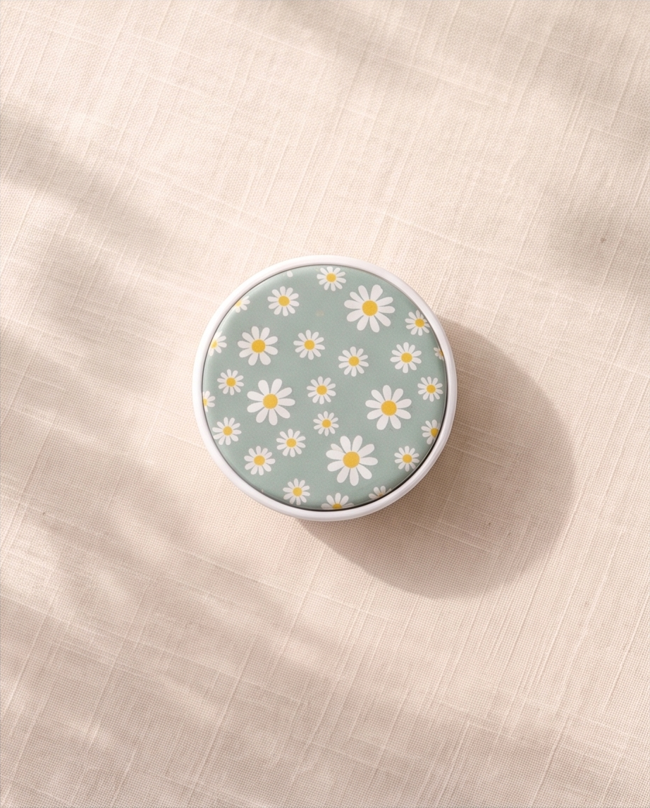 Daisy Flower Phone Grip | Sage Green Floral Phone Holder | White Daisy Phone Accessory | Cottagecore Gift for Her
