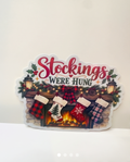 Christmas Stockings Were Hung Sticker | 4x3 Laminated Christmas Sticker | Cozy Fireplace Holiday Decal | Buffalo Plaid Christmas Decor