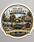 Pittsford New York 3-Inch Sticker – Village Landmarks Heritage Design