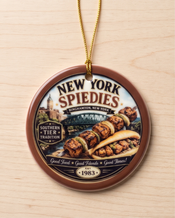 New York Spiedies Ceramic Ornament – 3" Round Binghamton Southern Tier Tradition