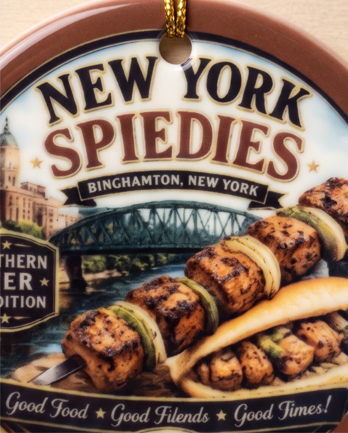 New York Spiedies Ceramic Ornament – 3" Round Binghamton Southern Tier Tradition