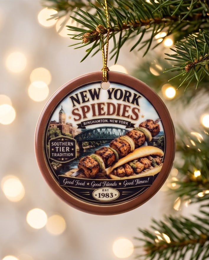 New York Spiedies Ceramic Ornament – 3" Round Binghamton Southern Tier Tradition