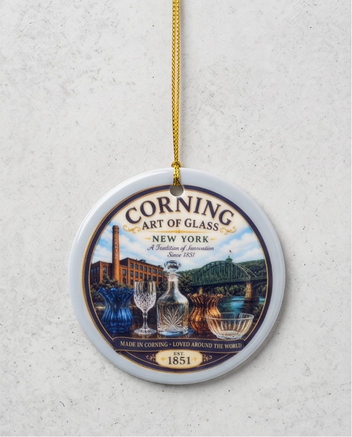 Corning Art of Glass Ceramic Ornament – 3" Round Factory & Glassware Keepsake