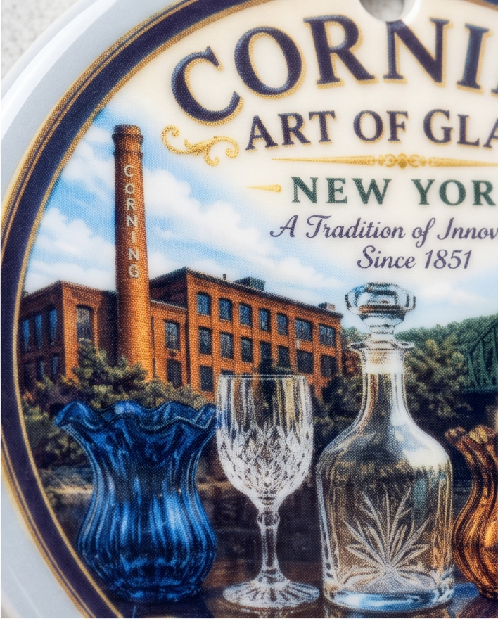 Corning Art of Glass Ceramic Ornament – 3" Round Factory & Glassware Keepsake