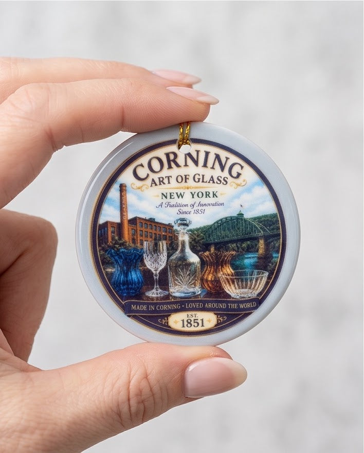Corning Art of Glass Ceramic Ornament – 3" Round Factory & Glassware Keepsake