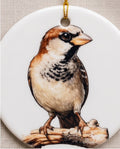 Song Sparrow Ceramic Ornament – 3" Round Backyard Bird Keepsake