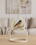 Baltimore Oriole Ceramic Ornament – 3" Round Upstate New York Bird Keepsake
