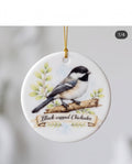 Black-capped Chickadee Ceramic Ornament – 3" Round Woodland Bird Keepsake