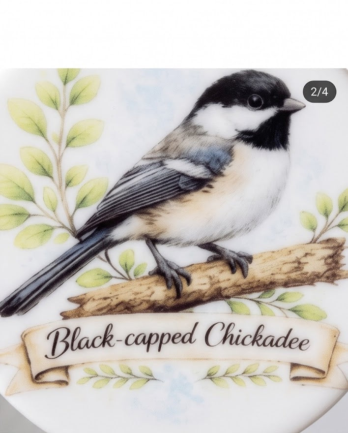 Black-capped Chickadee Ceramic Ornament – 3" Round Woodland Bird Keepsake