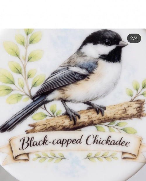 Black-capped Chickadee Ceramic Ornament – 3" Round Woodland Bird Keepsake