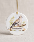 Mourning Dove Ceramic Ornament – 3" Round Woodland Keepsake