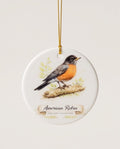 American Robin Ceramic Ornament – 3" Round New York State Bird Keepsake