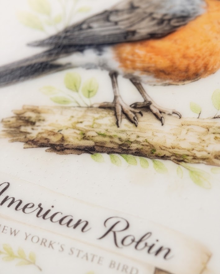 American Robin Ceramic Ornament – 3" Round New York State Bird Keepsake