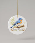 Eastern Bluebird Ceramic Ornament – 3" Round Nature Lover Keepsake