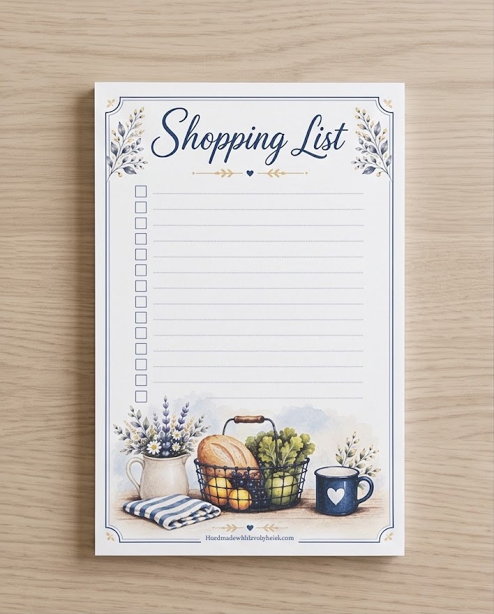 Farmhouse Shopping List Notepad – 5 1/2" x 8 1/4" Kitchen Organizer