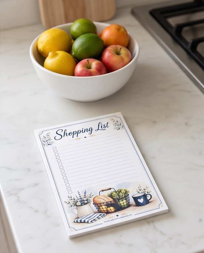 Farmhouse Shopping List Notepad – 5 1/2" x 8 1/4" Kitchen Organizer
