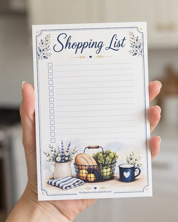 Farmhouse Shopping List Notepad – 5 1/2" x 8 1/4" Kitchen Organizer