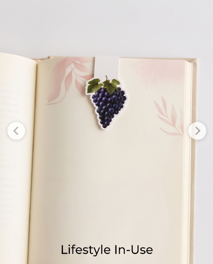 Grape Cluster Magnetic Bookmark – Lifestyle Book & Bible Page Marker