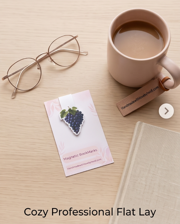 Grape Cluster Magnetic Bookmark – Lifestyle Book & Bible Page Marker