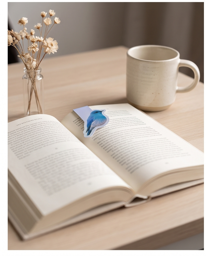 Mountain Bluebird Magnetic Bookmark – Holographic Utah Bird Page Marker