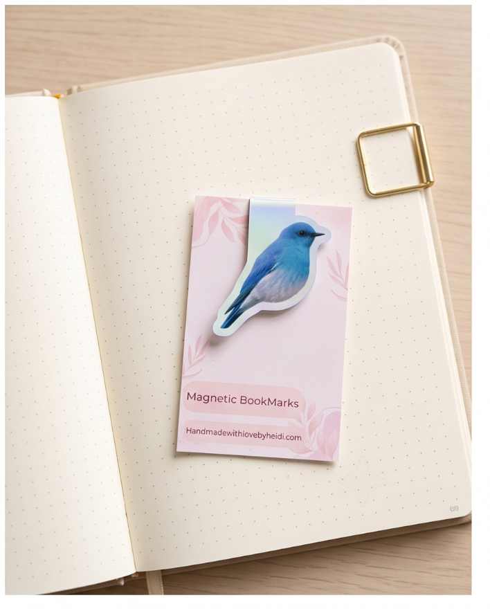 Mountain Bluebird Magnetic Bookmark – Holographic Utah Bird Page Marker