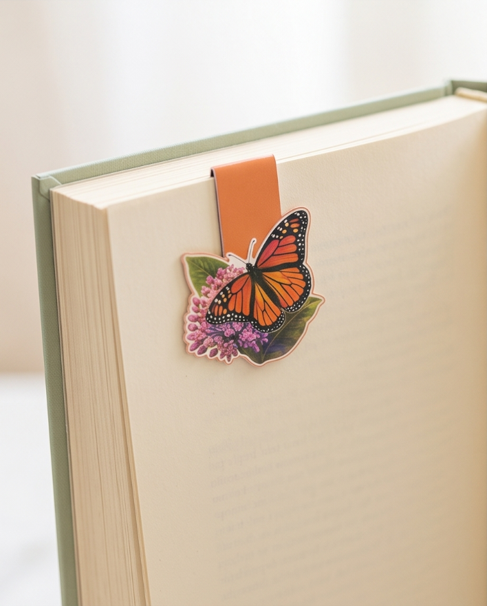 Monarch Butterfly Magnetic Bookmark – Floral Nature Lover Page Marker