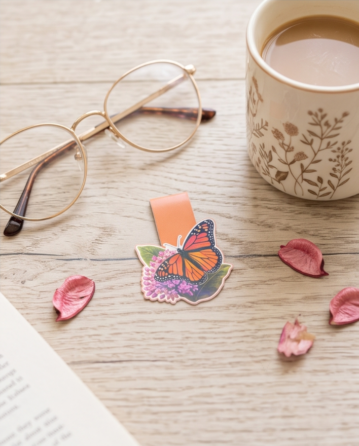 Monarch Butterfly Magnetic Bookmark – Floral Nature Lover Page Marker