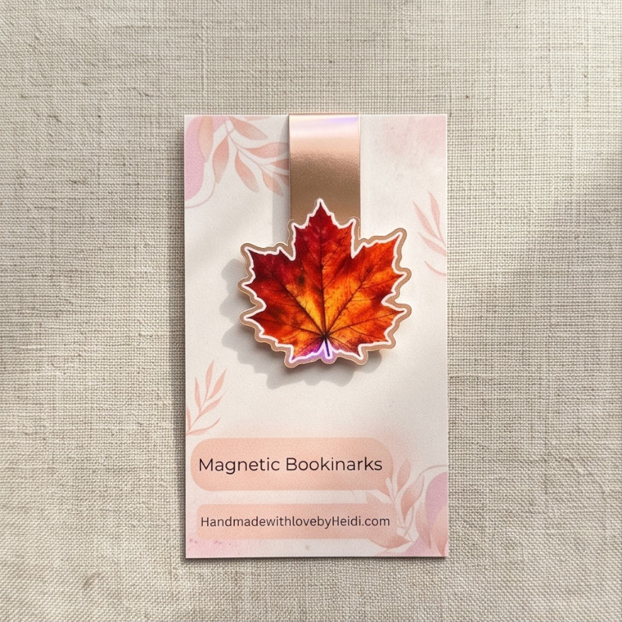 Autumn Maple Leaf Magnetic Bookmark – Cozy Fall Reading Page Marker