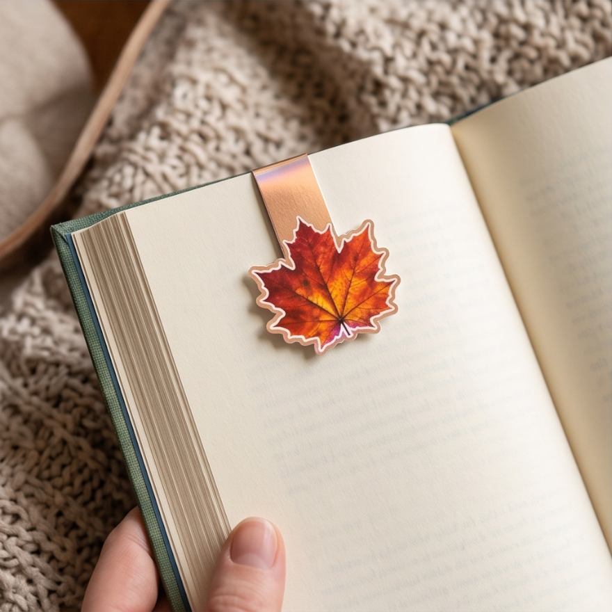Autumn Maple Leaf Magnetic Bookmark – Cozy Fall Reading Page Marker